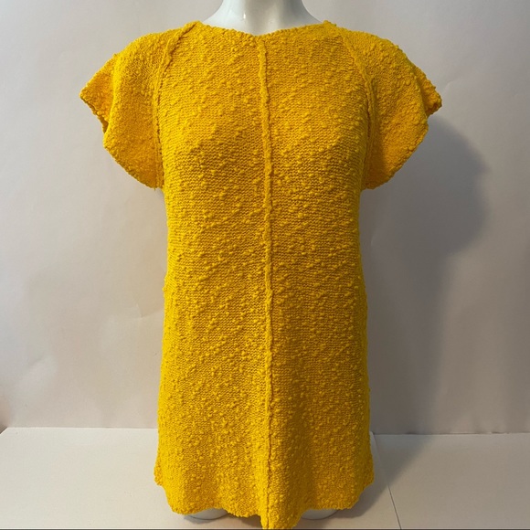 Anne Pinkerton Yellow Sweater Dress Tunic Raw Edge - Picture 1 of 9